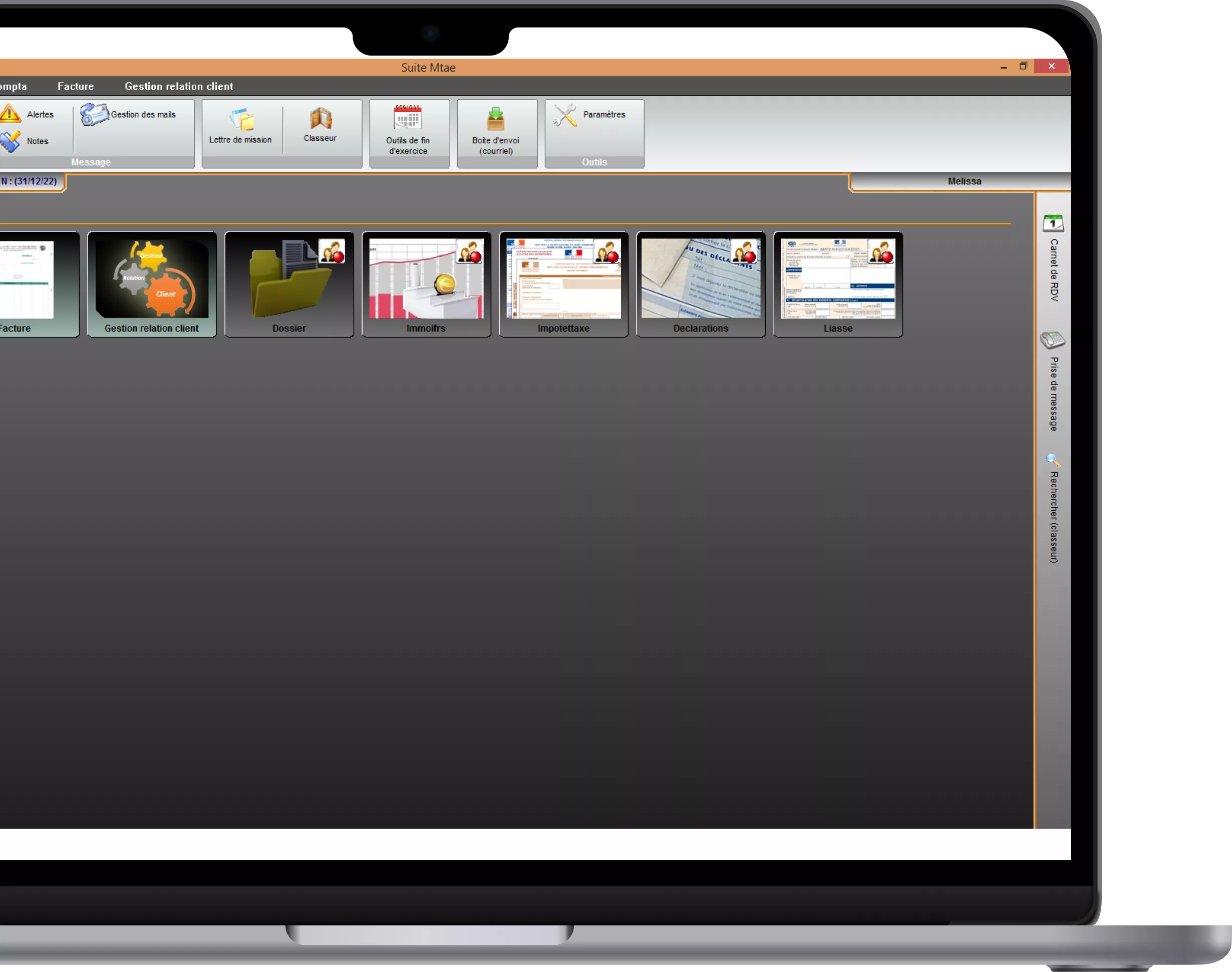 écran d'ordinateur avec page de sélection du logiciel
